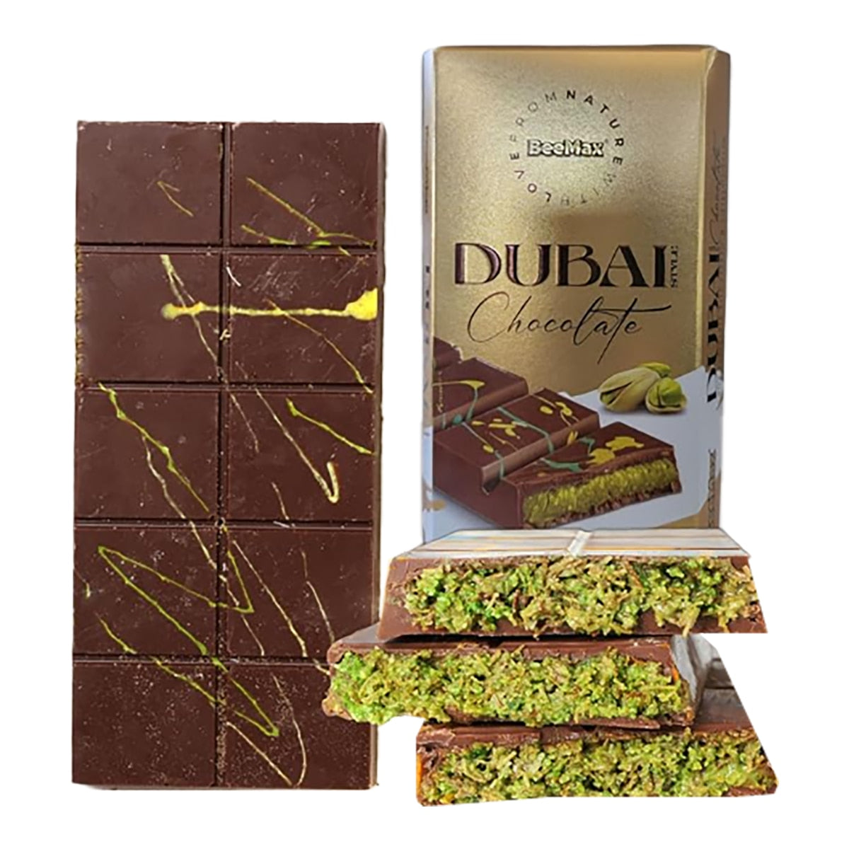 Beemax Dubai Style Chocolate & Pistachio Bar – 200g