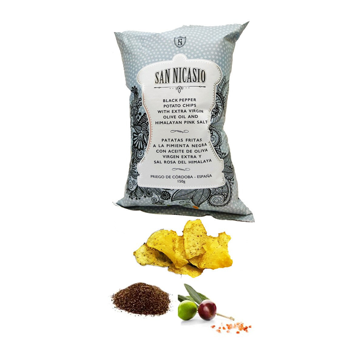 San Nicasio Black Pepper Crisps – Extra Virgin Olive Oil & Himalayan Pink Salt 150g